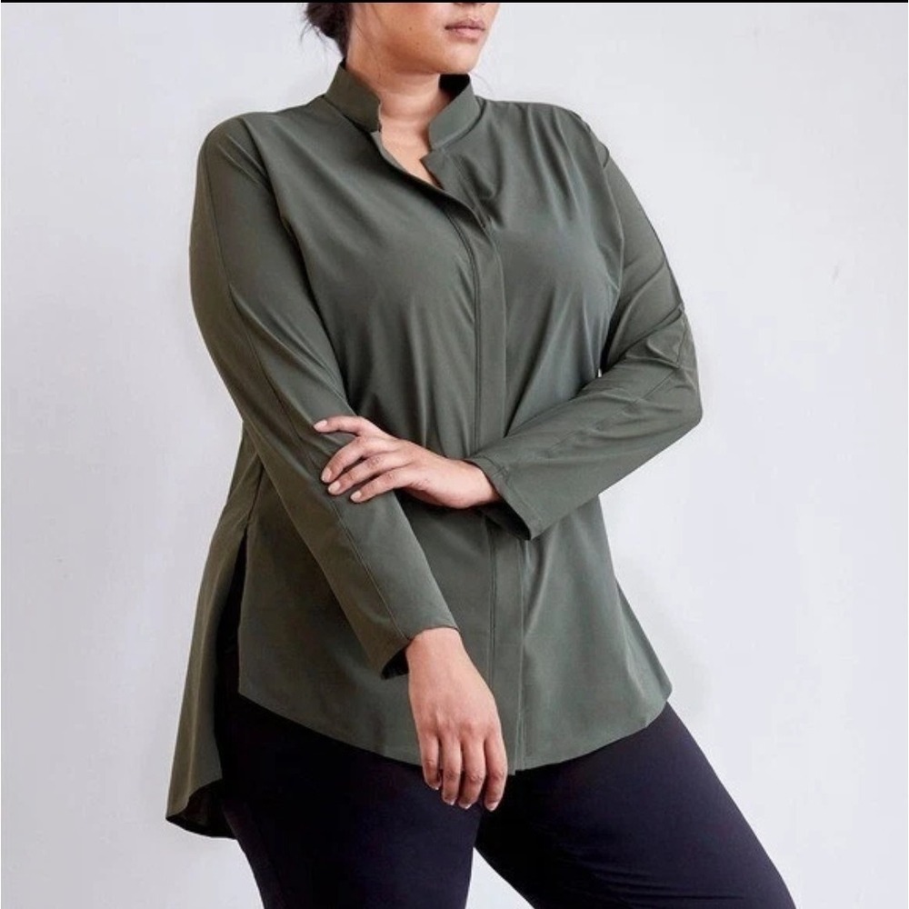 ADAY‎ Something Borrowed Shirt Button Up Relaxed Boyfriend In Moss Green Size L